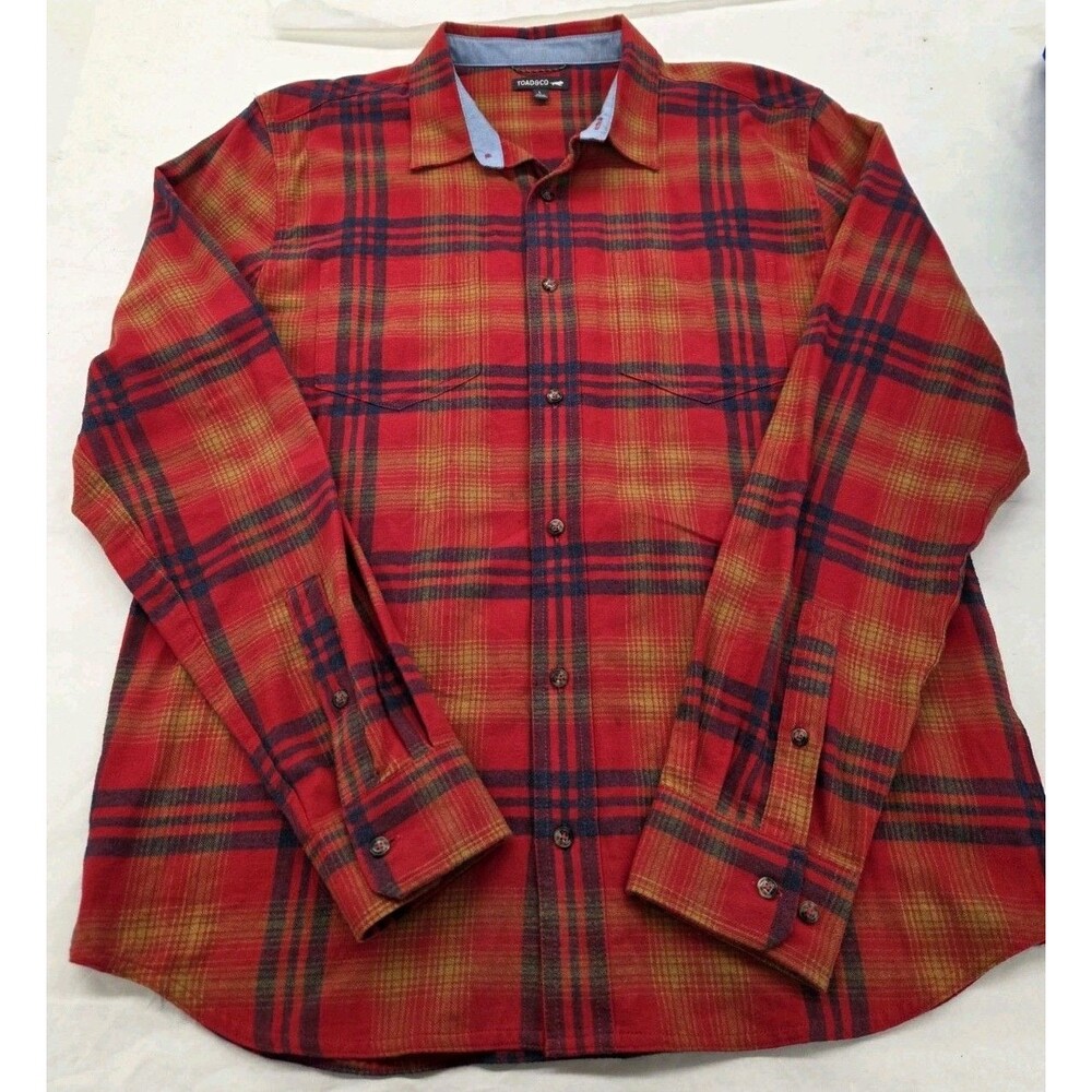 Toad & Co Flannagan LS Shirt Men’s Large Red Plaid Organic Cotton Button Up... - Picture 1 of 9
